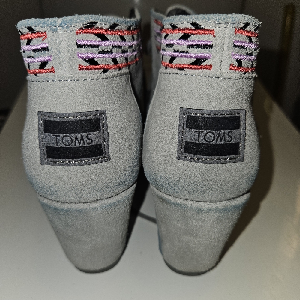 TOMS Gray Suede Heeled Boots